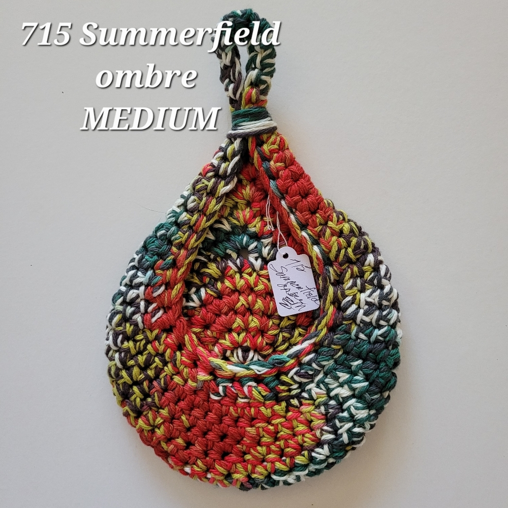MEDIUM  715 SUMMERFIELD OMBRE HANDMADE CROCHETED  HANGING WALL BASKET